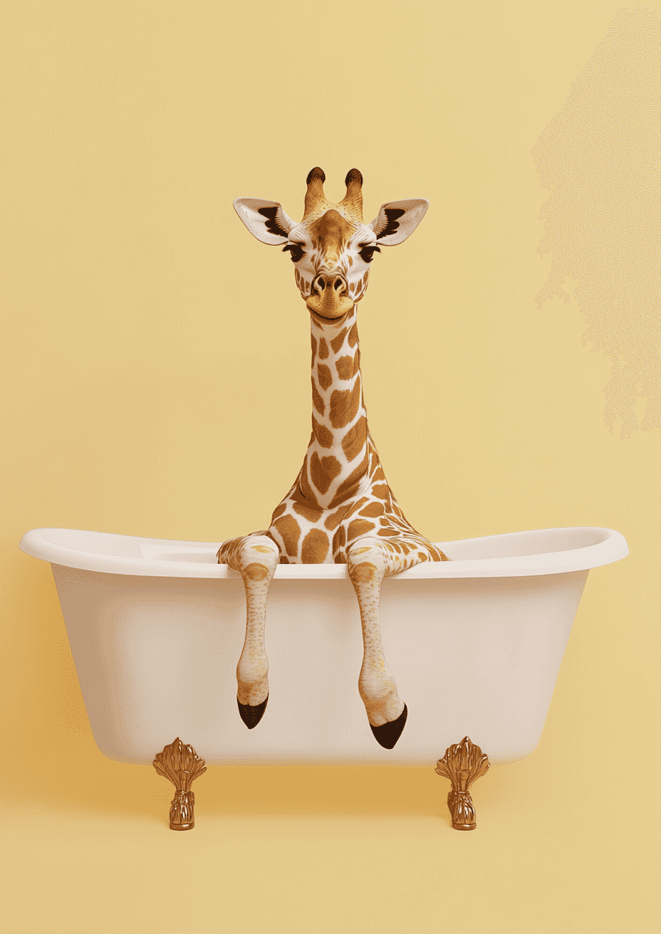 Giraffe in Bathtube poster